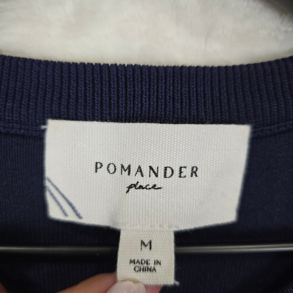 Pomander Place Navy Jessica Knit Dress Gold Button Pockets Size Medium Y24767T - Picture 6 of 9